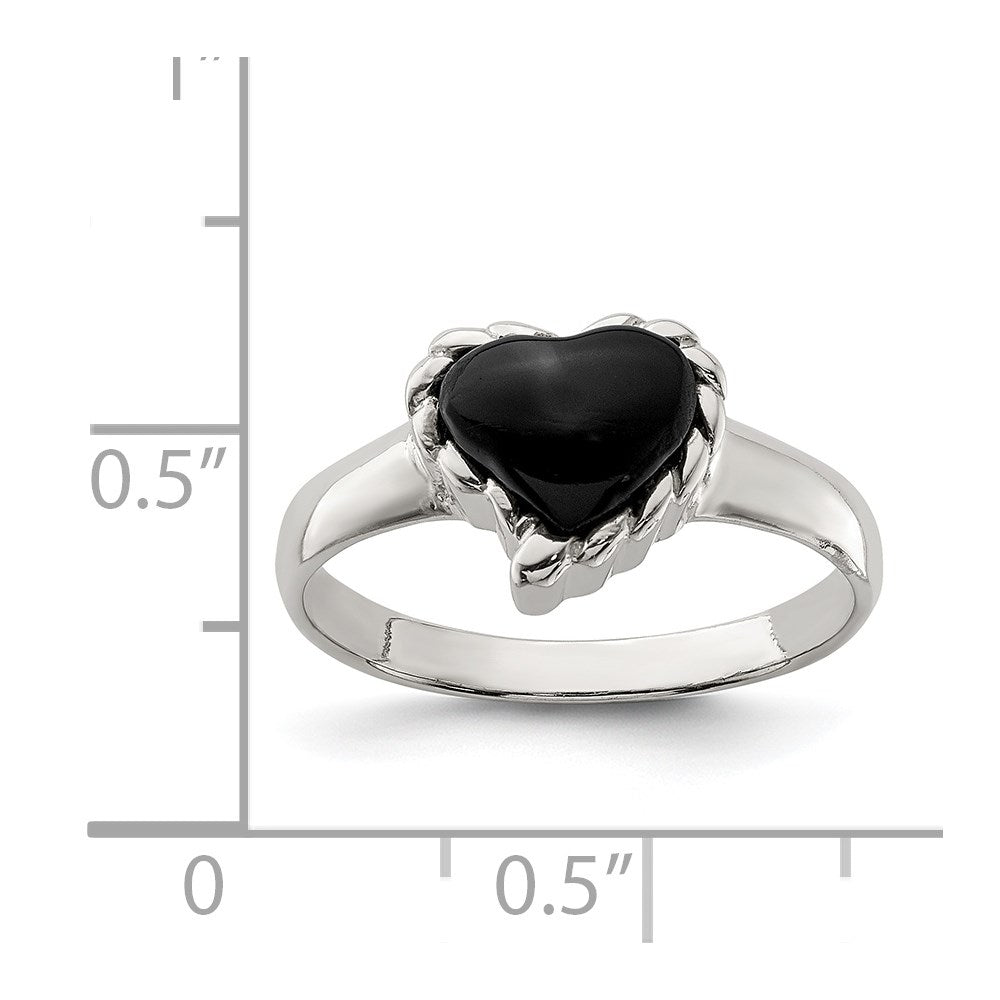 Sterling Silver Onyx Heart Ring