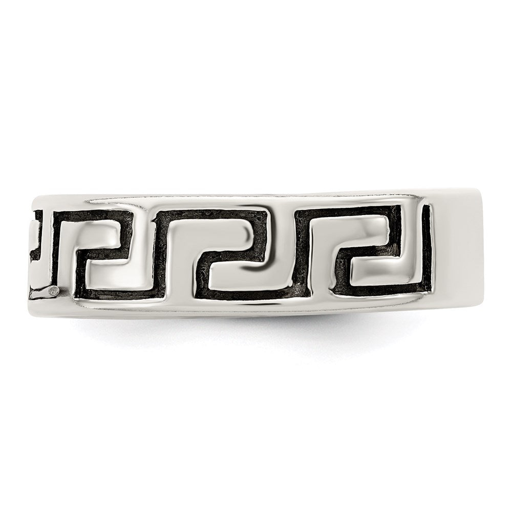 Sterling Silver Antiqued Greek Key Ring
