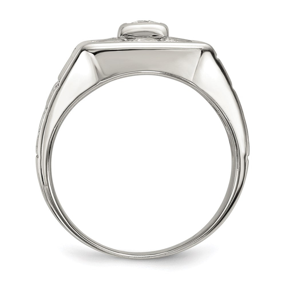 Sterling Silver Rhodium-plated Men's CZ Ring