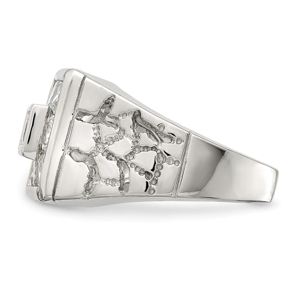 Sterling Silver Rhodium-plated Men's CZ Ring