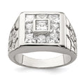 Sterling Silver Rhodium-plated Men's CZ Ring