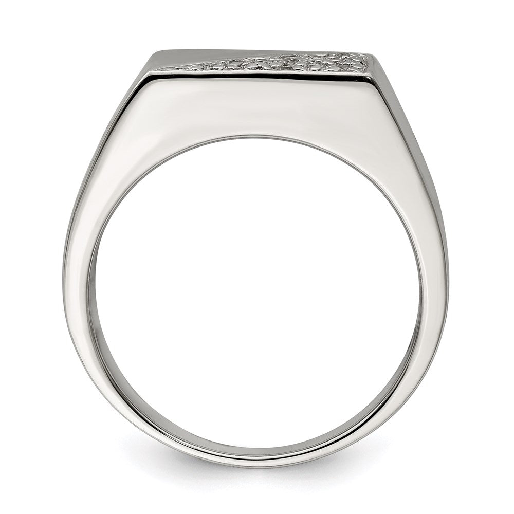Sterling Silver Rhodium-plated Men's CZ Ring