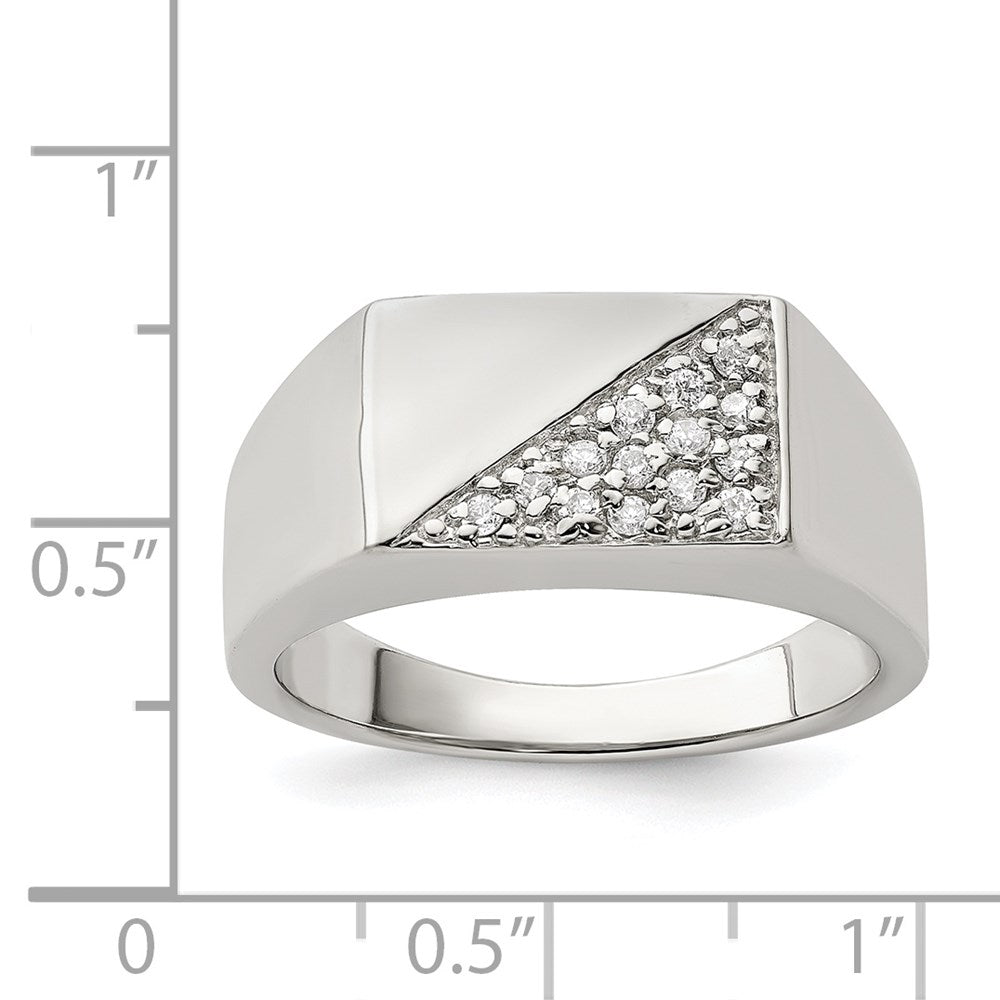 Sterling Silver Rhodium-plated Men's CZ Ring
