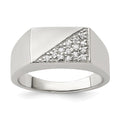 Sterling Silver Rhodium-plated Men's CZ Ring