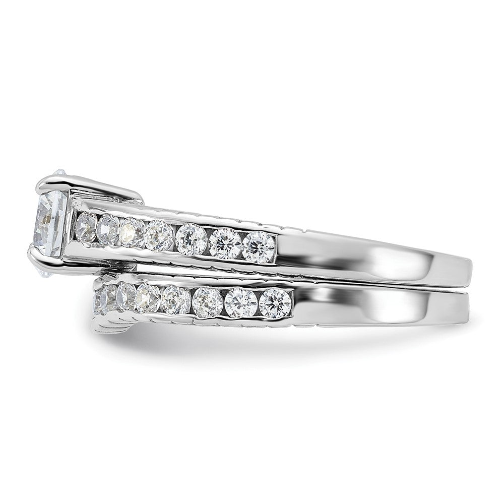 Sterling Silver Rhodium-plated 2-Piece CZ Wedding Set Ring