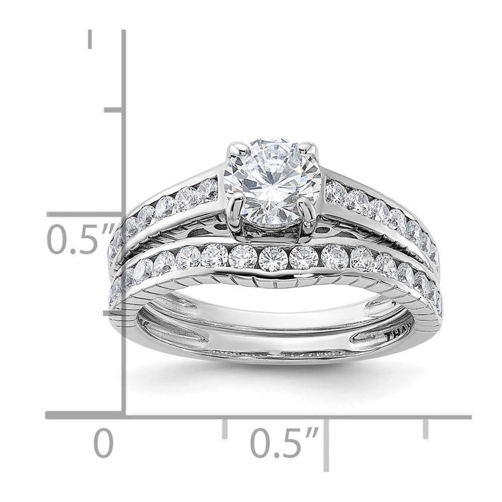 Sterling Silver Rhodium-plated 2-Piece CZ Wedding Set Ring