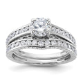 Sterling Silver Rhodium-plated 2-Piece CZ Wedding Set Ring
