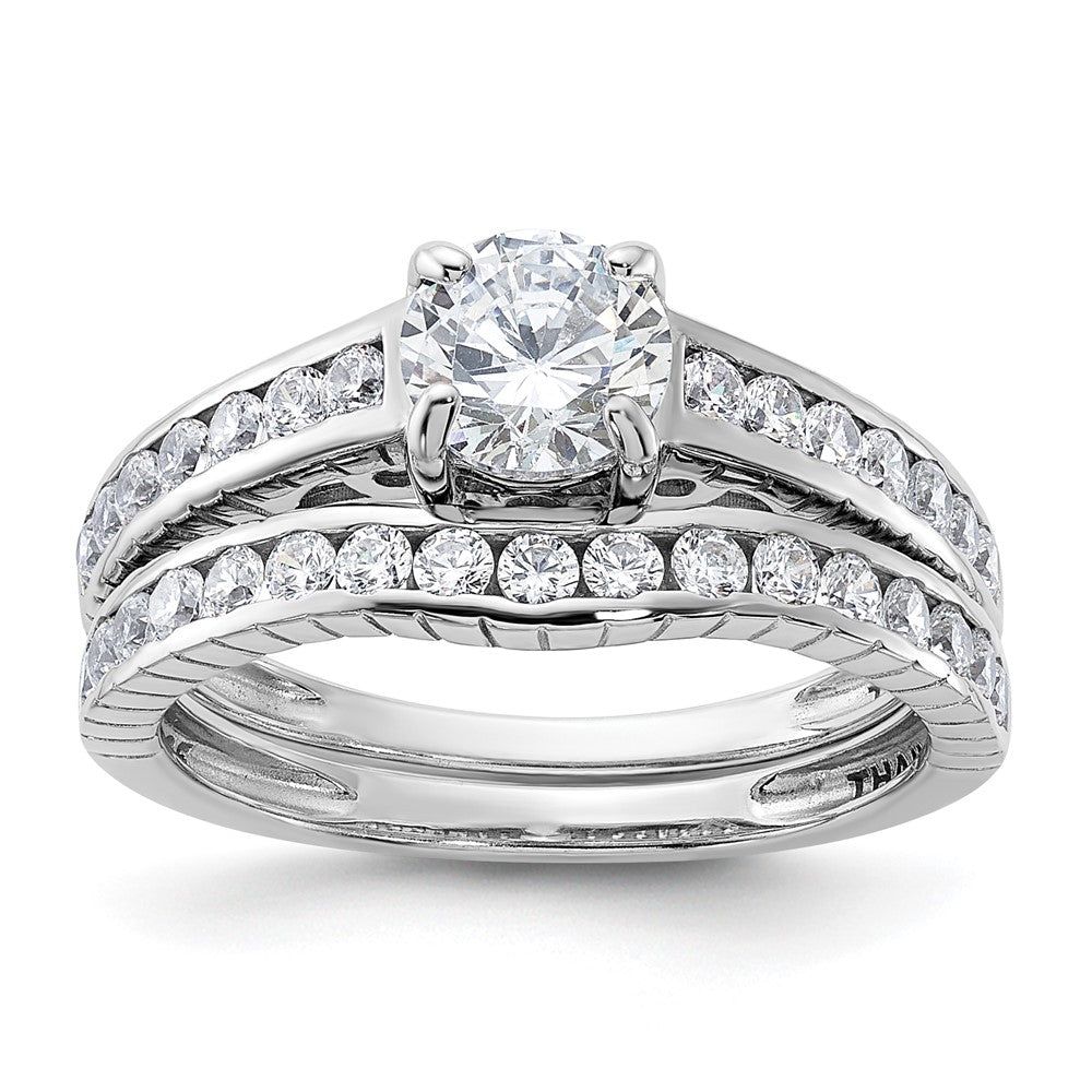 Sterling Silver Rhodium-plated 2-Piece CZ Wedding Set Ring