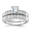 Sterling Silver Rhodium Plated 2-Piece CZ Wedding Ring Set