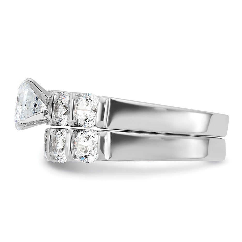 Sterling Silver Rhodium-plated 2-Piece CZ Wedding Set Ring