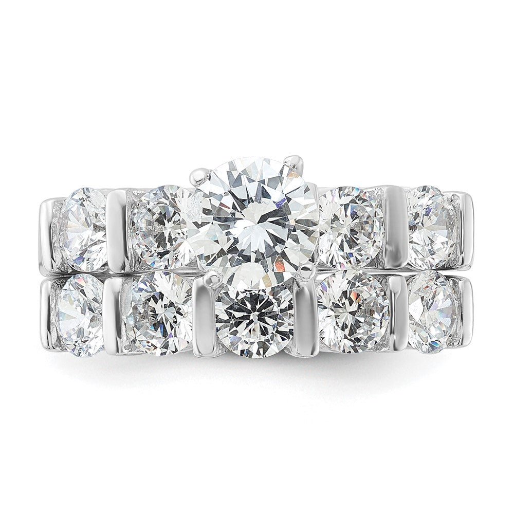 Sterling Silver Rhodium-plated 2-Piece CZ Wedding Set Ring