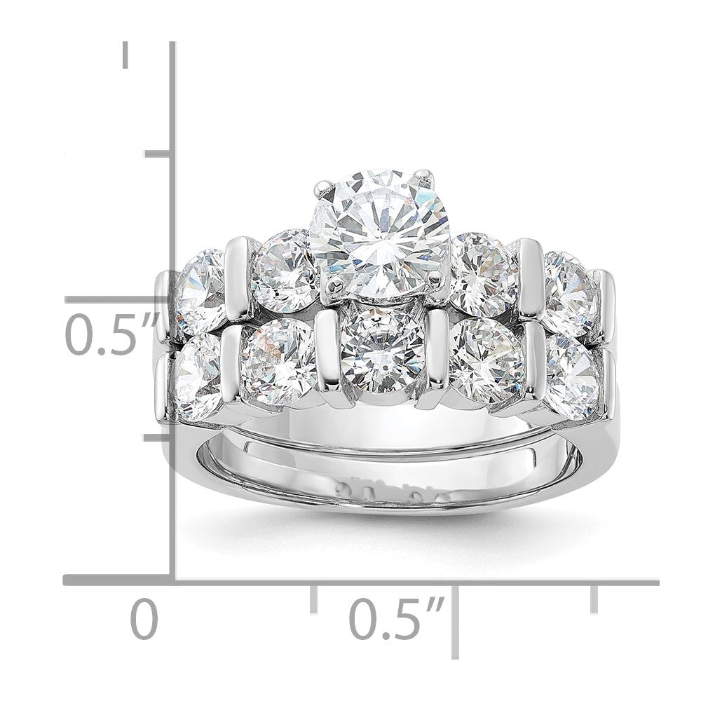 Sterling Silver Rhodium-plated 2-Piece CZ Wedding Set Ring