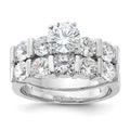 Sterling Silver Rhodium-plated 2-Piece CZ Wedding Set Ring