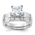 Sterling Silver Rhodium-plated CZ 2 Piece Wedding Ring Set