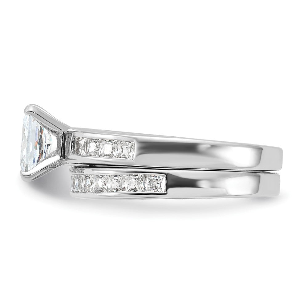Sterling Silver Rhodium-plated 2-Piece CZ Wedding Set Ring