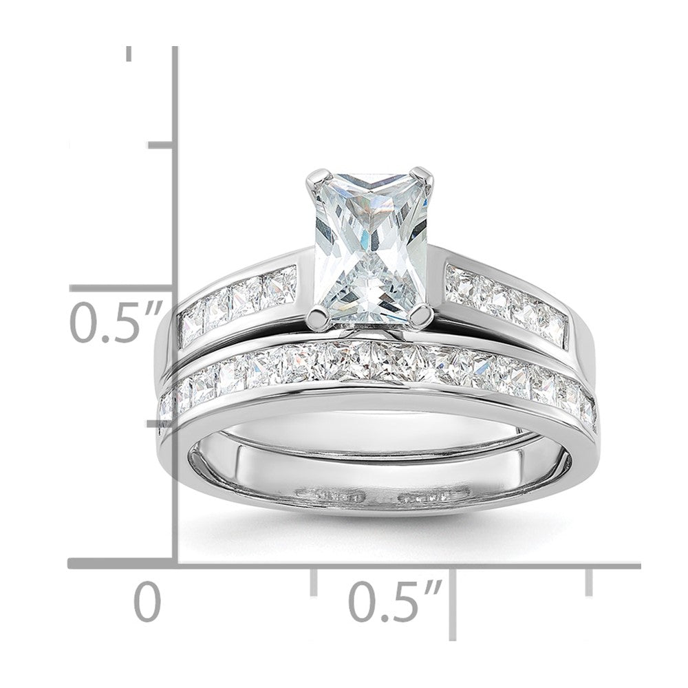 Sterling Silver Rhodium-plated 2-Piece CZ Wedding Set Ring