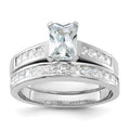 Sterling Silver Rhodium-plated 2-Piece CZ Wedding Set Ring