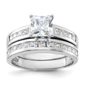 Sterling Silver Rhodium-plated 2-Piece CZ Wedding Set Ring