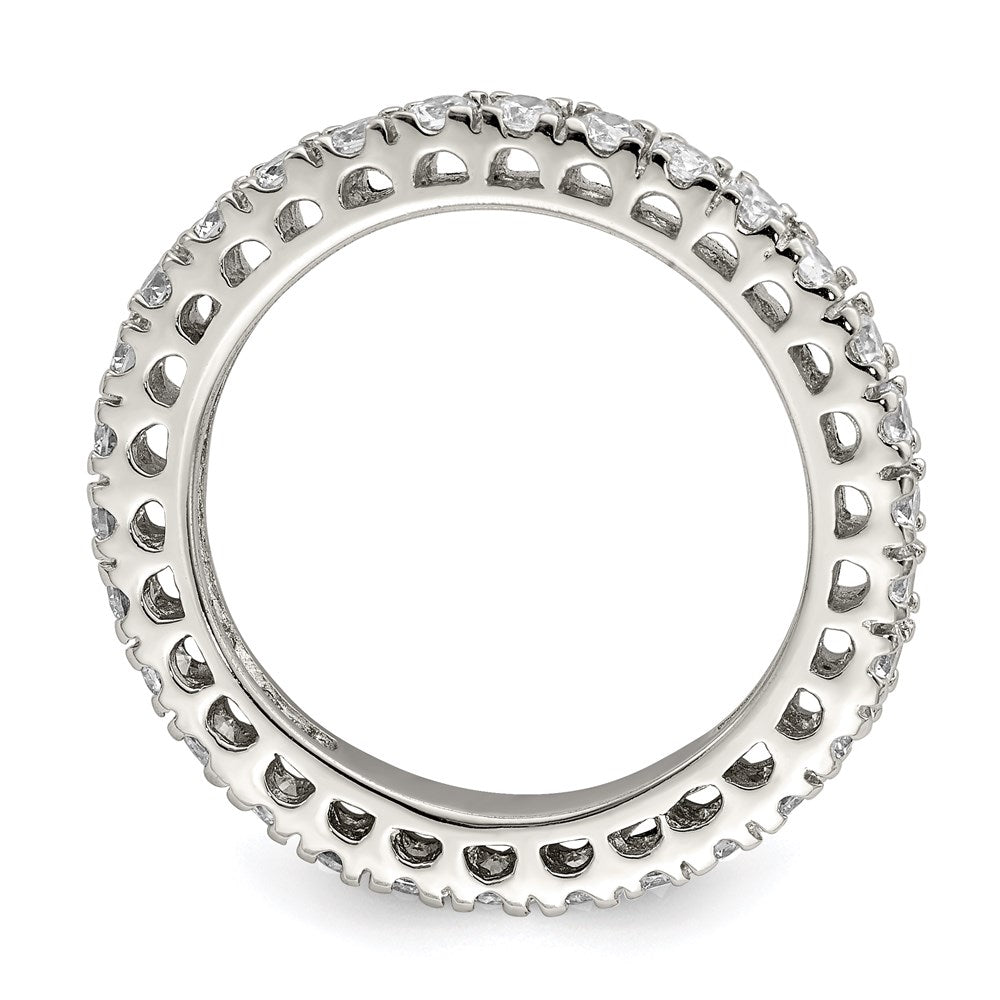 Sterling Silver Rhodium-plated CZ Ring