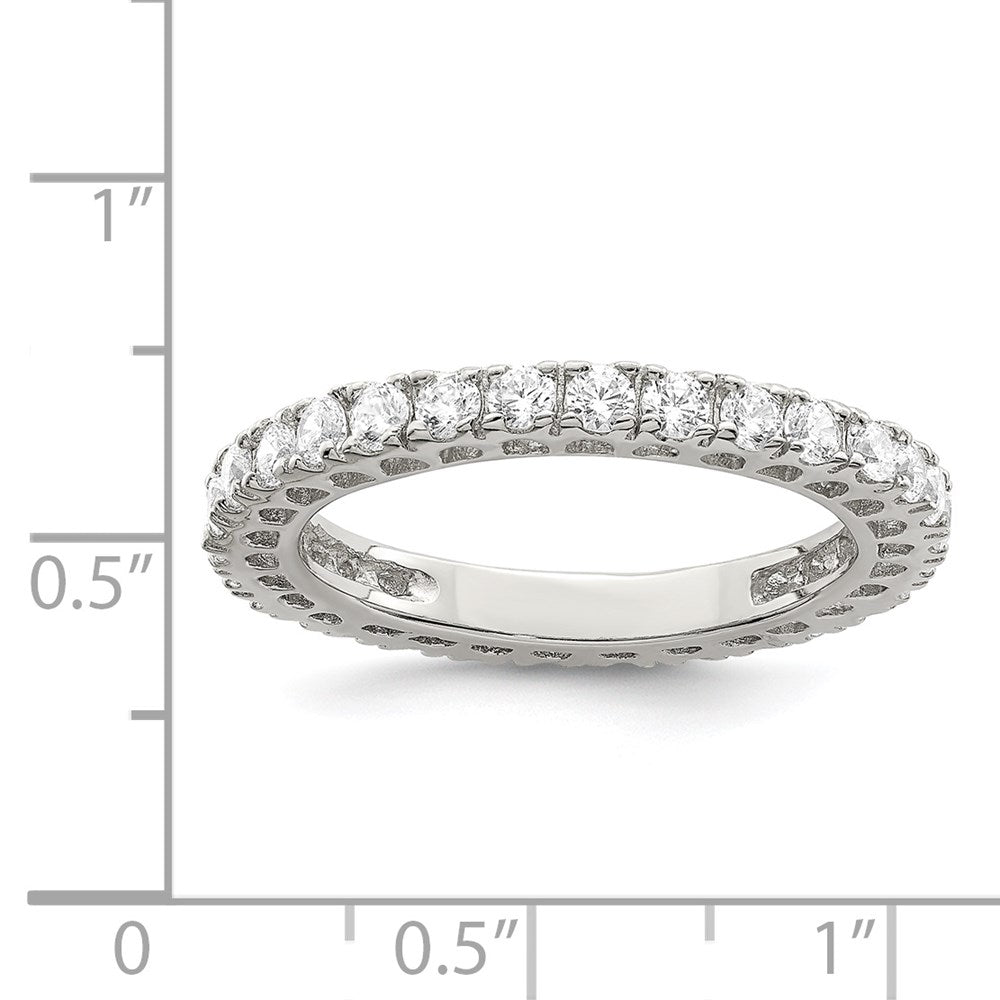 Sterling Silver Rhodium-plated CZ Ring