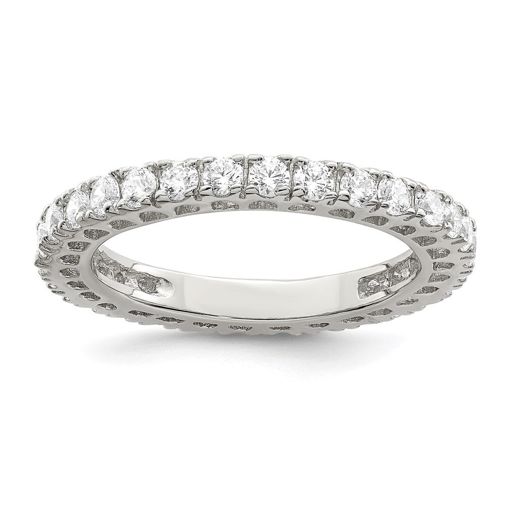 Sterling Silver Rhodium-plated CZ Ring