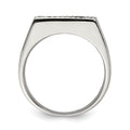 Sterling Silver Rhodium-plated Men's CZ & Onyx Ring
