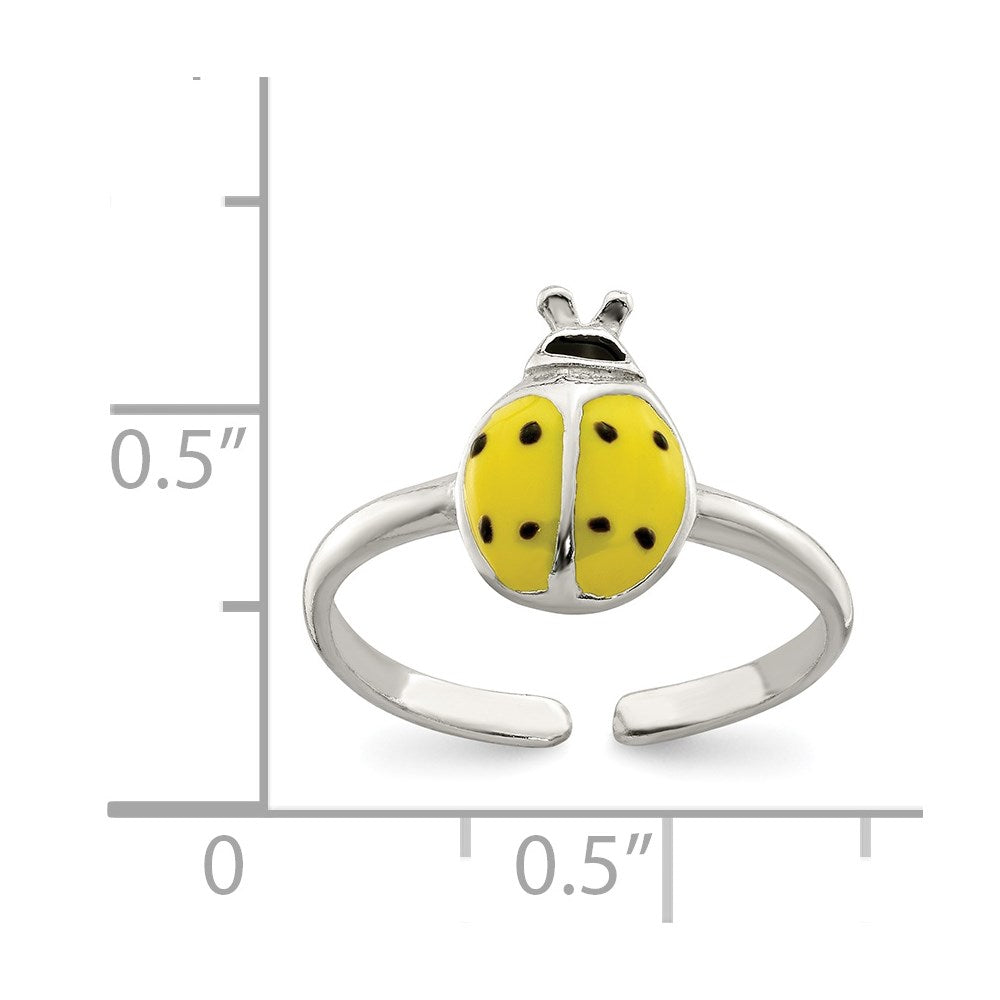 Sterling Silver Enameled & Polished Lady Bug Toe Ring