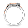 Sterling Silver and Vermeil Polished CZ Heart Ring