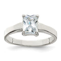 Sterling Silver Solitaire Emerald CZ Ring