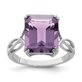 Sterling Silver Rhodium Pink Quartz Ring