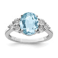 Sterling Silver Rhodium Diam. & Sky Blue Topaz Ring
