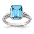 Sterling Silver Rhodium Blue Topaz & Diam. Ring