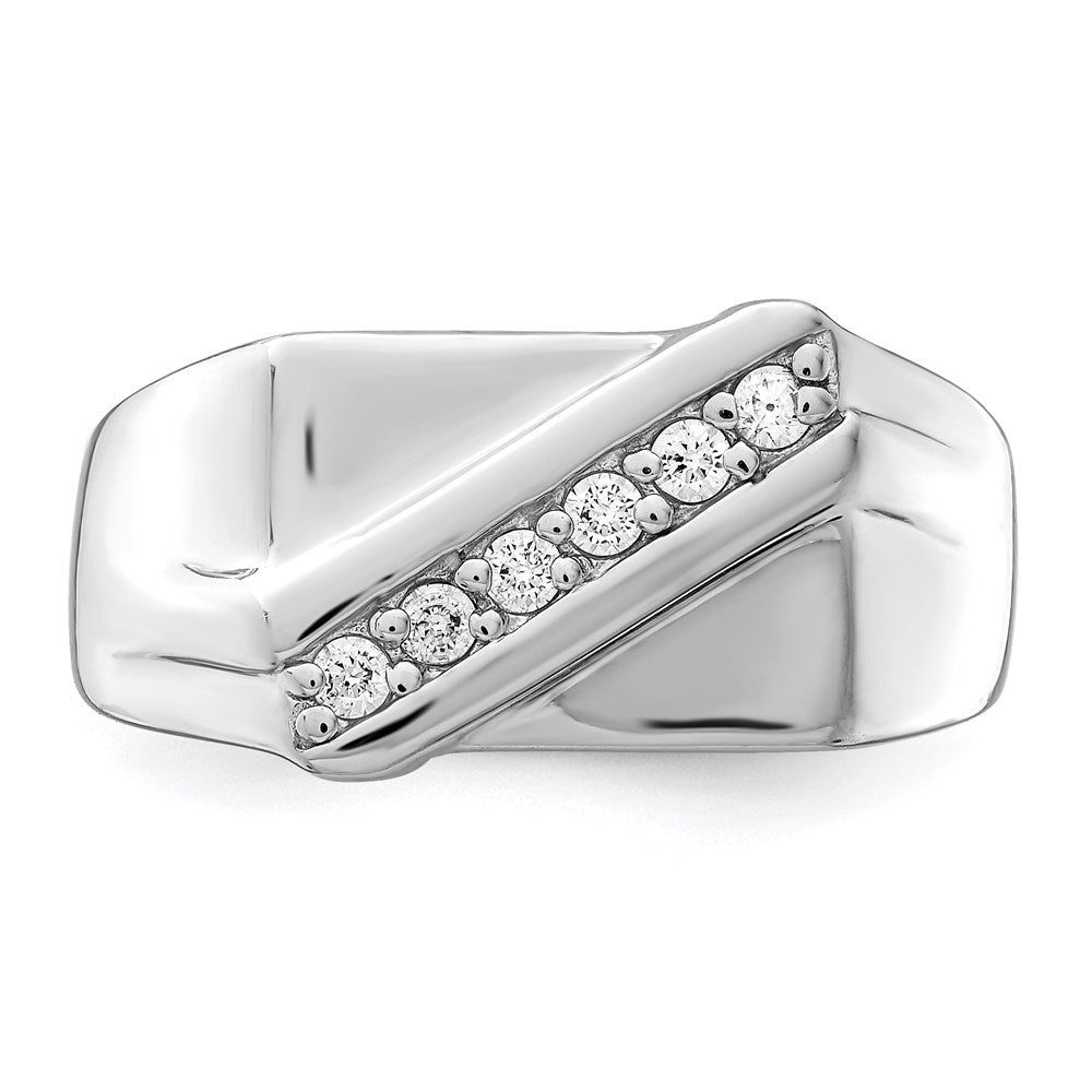Sterling Silver Rhodium-plated Fancy CZ Ring