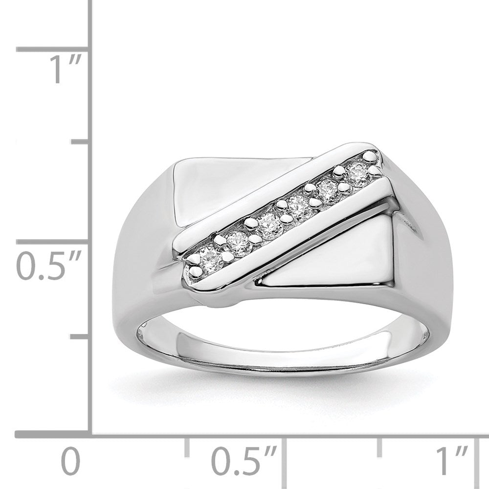 Sterling Silver Rhodium-plated Fancy CZ Ring