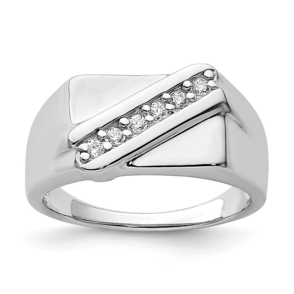 Sterling Silver Rhodium-plated Fancy CZ Ring