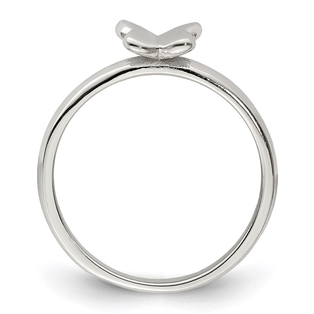 Sterling Silver Rhodium-plated Polished Butterfly Ring