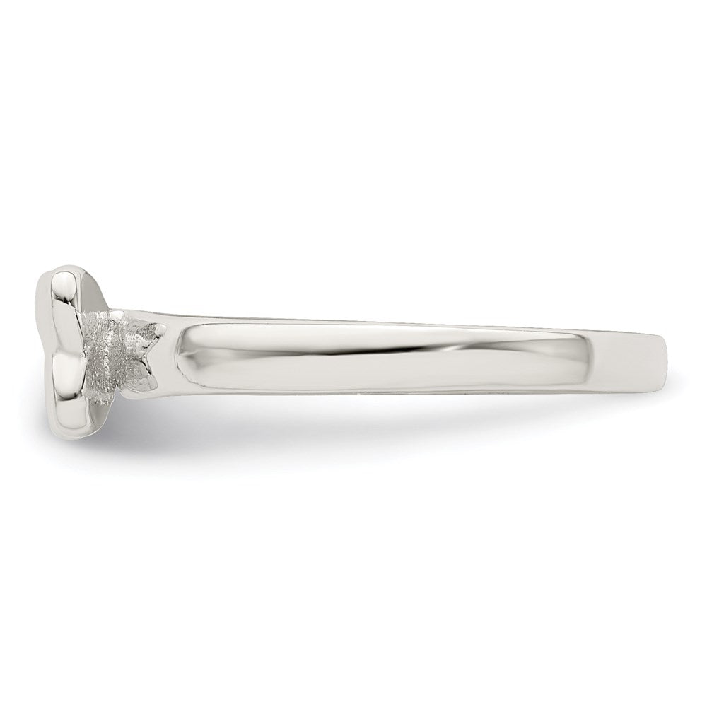 Sterling Silver Rhodium-plated Polished Butterfly Ring