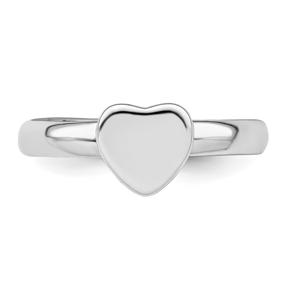 Sterling Silver Rhodium-plated Polished Heart Ring