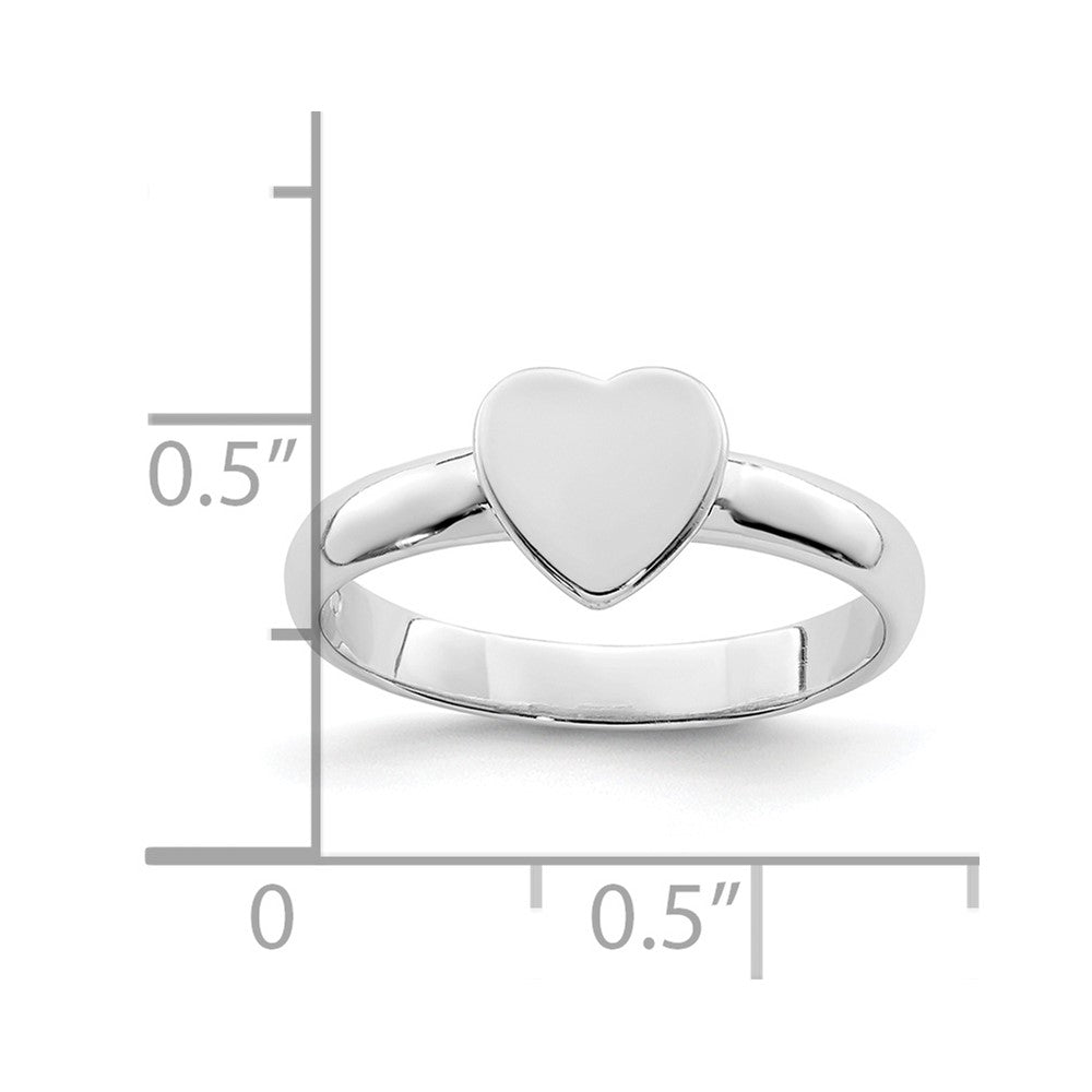 Sterling Silver Rhodium-plated Polished Heart Ring