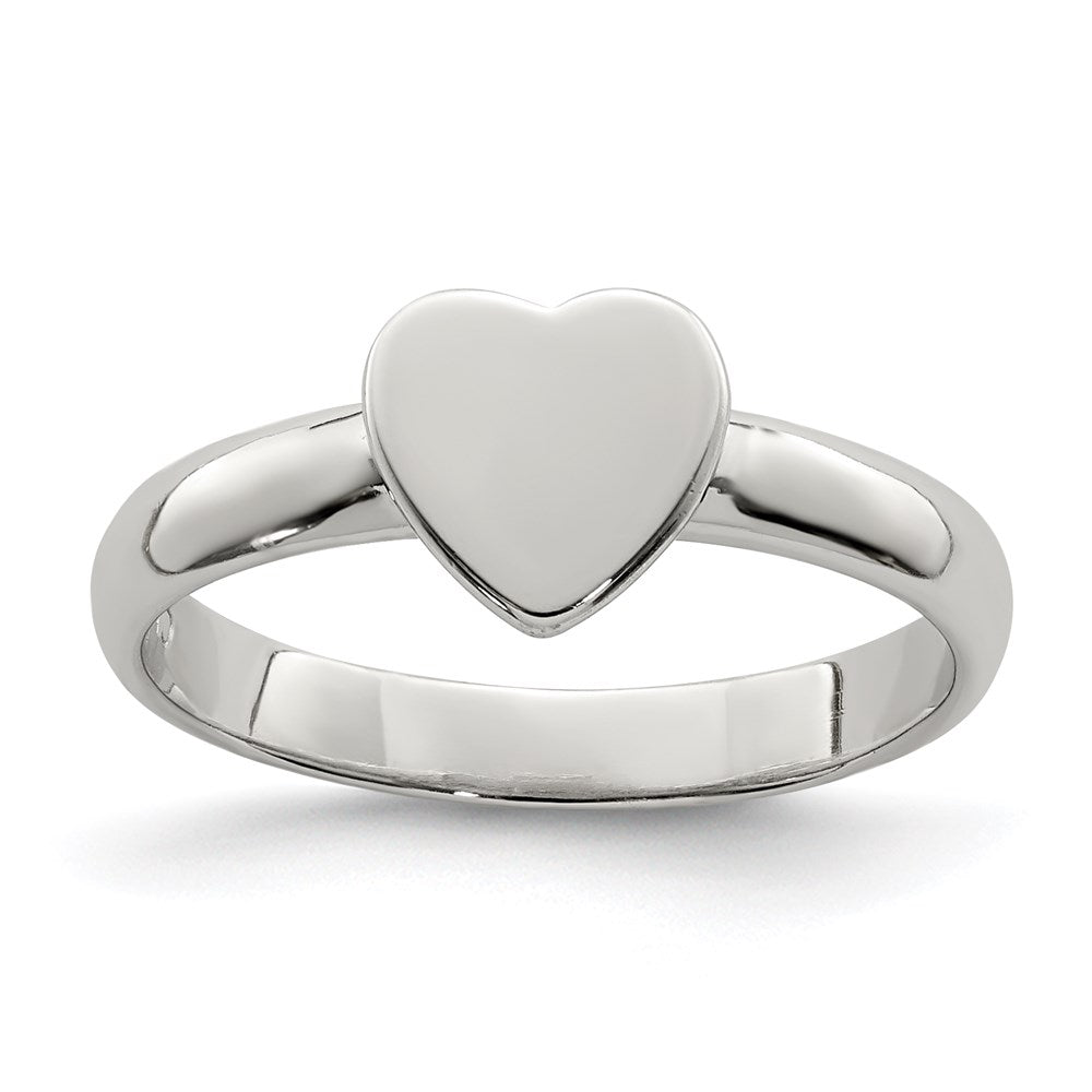 Sterling Silver Rhodium-plated Polished Heart Ring