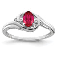 Sterling Silver Rhodium Plated Diamond & Ruby Ring