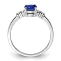 Sterling Silver Rhodium Plated Diamond & Sapphire Oval Ring