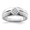 Sterling Silver Rhodium Plated Diam. Men's Ring