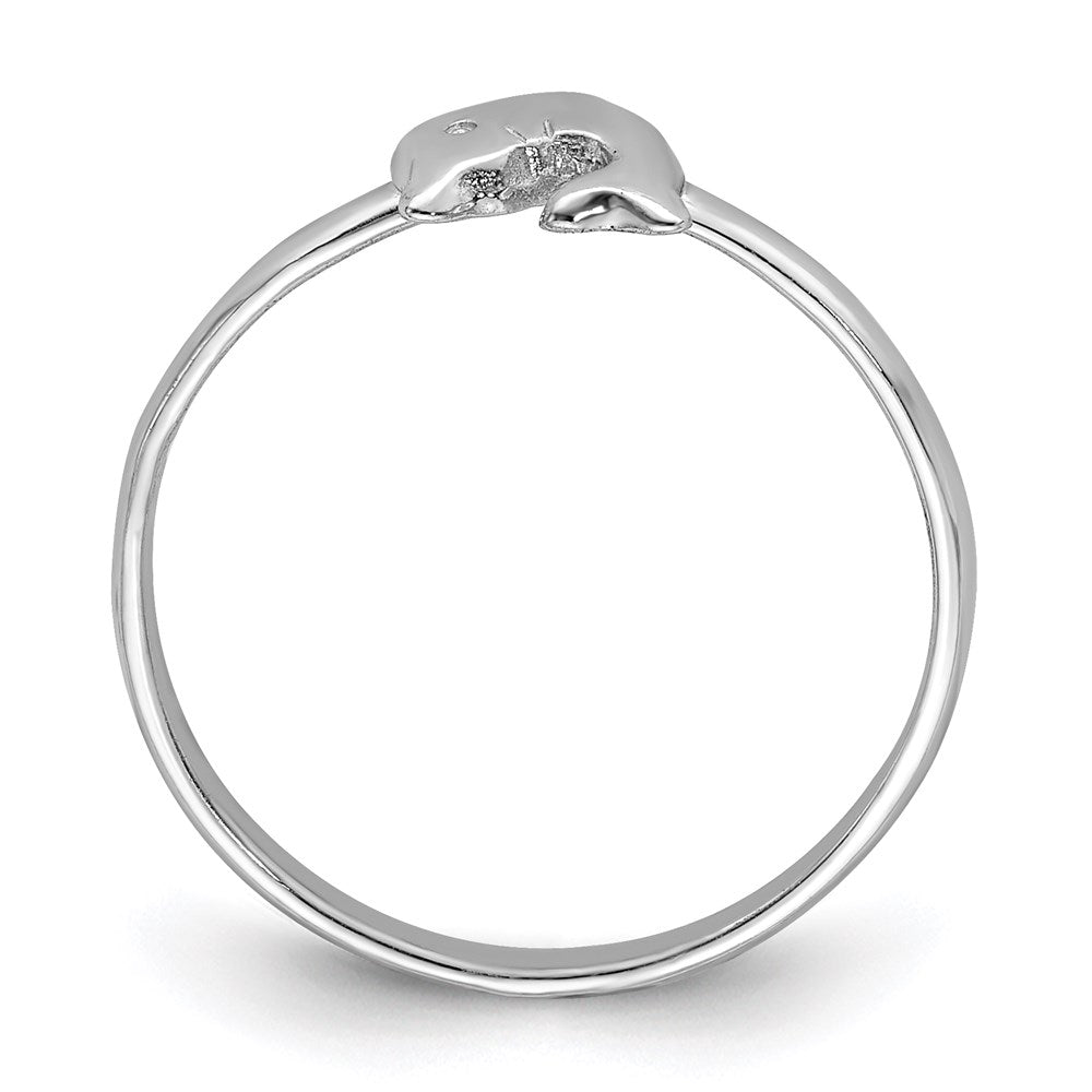 Sterling Silver Rhodium-plated Polished Dolphin Ring