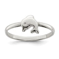 Sterling Silver Rhodium-plated Polished Dolphin Ring