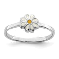 Sterling Silver RH-plated White & Yellow Enameled Daisy Ring