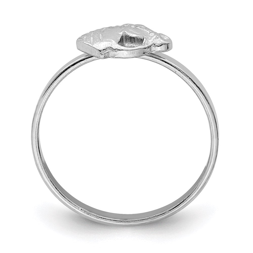 Sterling Silver Rhodium-plated Polished & Textured Horse Ring