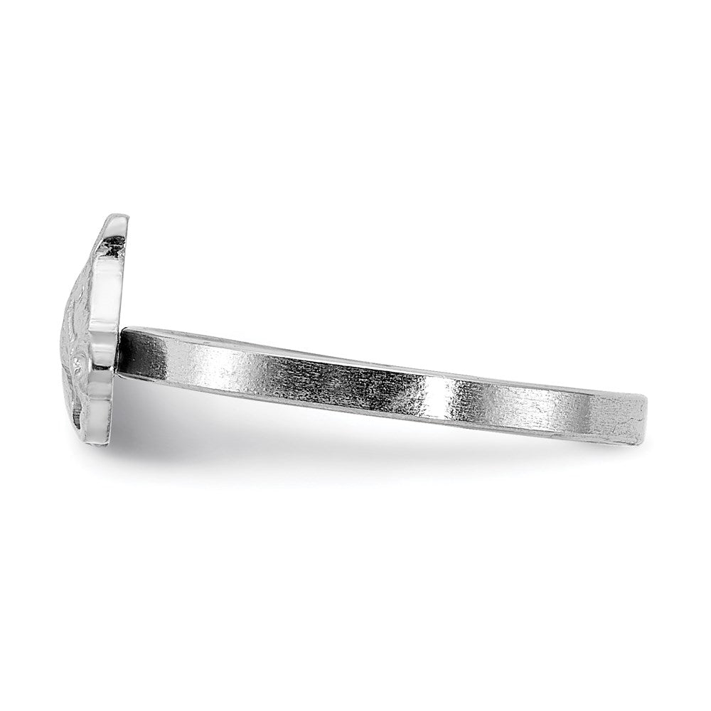 Sterling Silver Rhodium-plated Polished & Textured Horse Ring