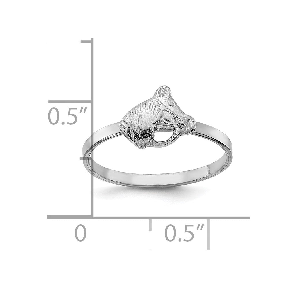 Sterling Silver Rhodium-plated Polished & Textured Horse Ring