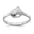 Sterling Silver Rhodium-plated Polished & Textured Horse Ring